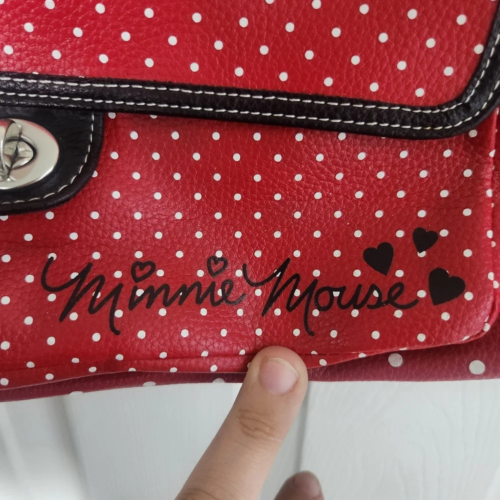 Disney Parks Minnie Mouse Polka Dot Handbag with Black Handles - Picture 3 of 7